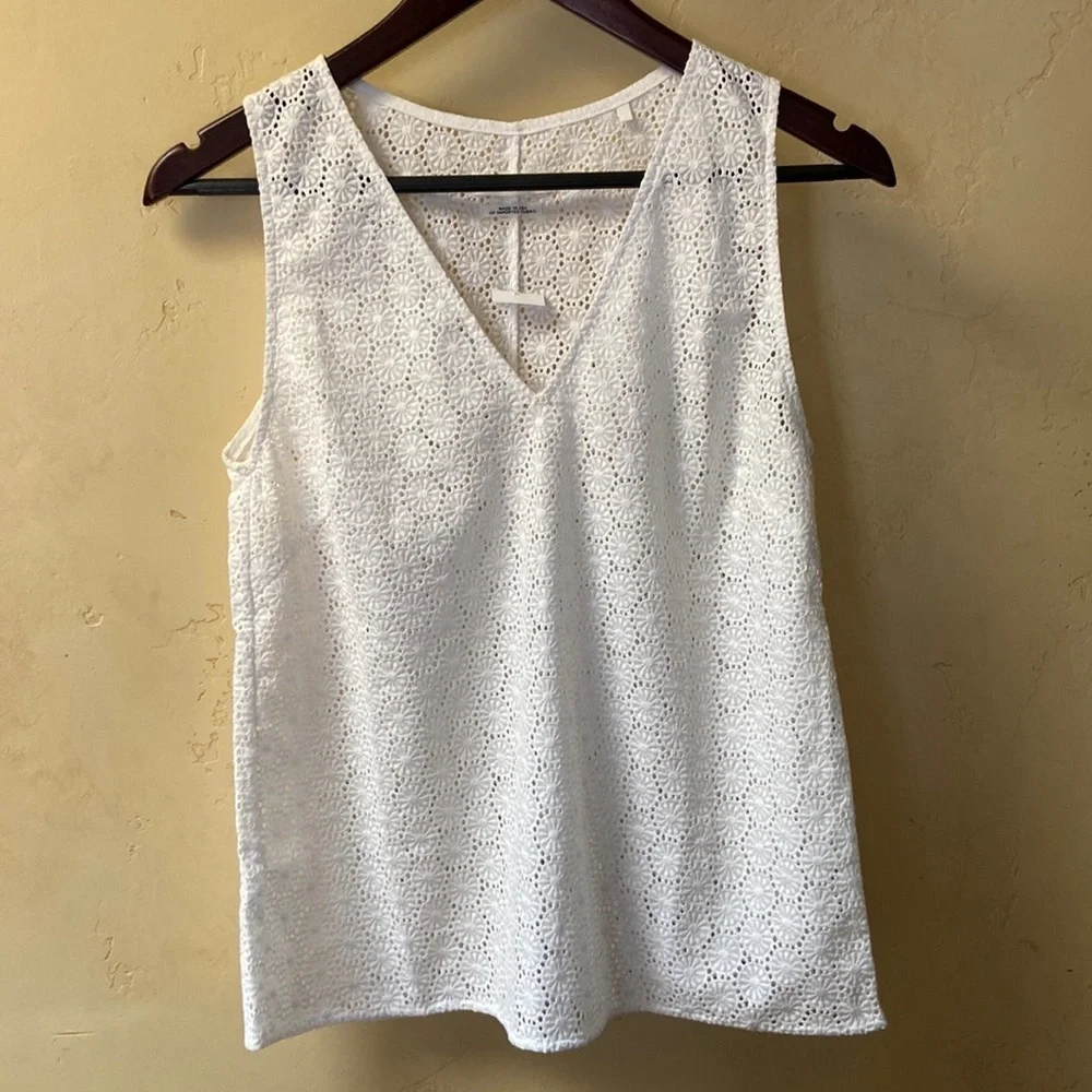 Sz XS NWT Rag & Bone / JEAN White Eyelet Sleeveless Top 100% Cotton USA Made - Picture 2 of 5